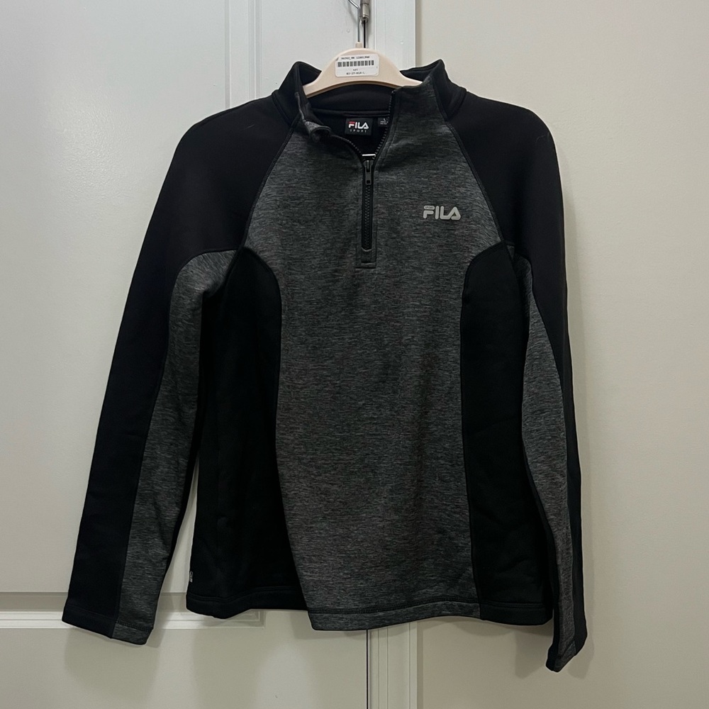 Fila Sport Black & Gray Quarter Zip Pullover Jacket Size Large